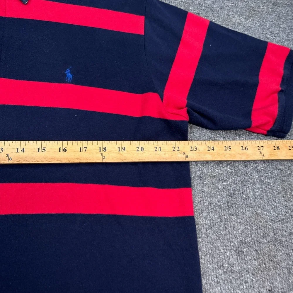 Vintage Ralph Laurn Polo Shirt Mens Size Large Flannel‎ Collar Blue Red Striped